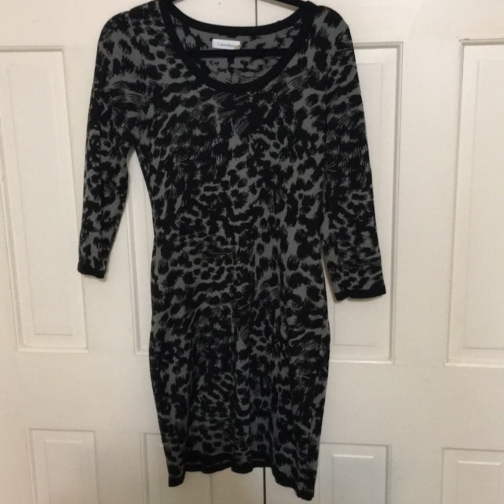 Calvin Klein Cheetah print sweater dress